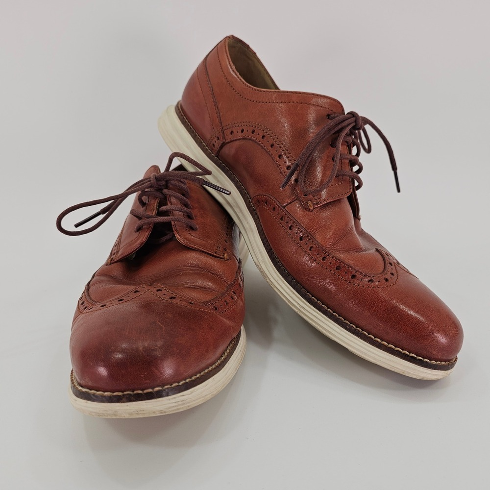 Cole Haan Original Grand Mens Wingtip Oxford Shoes British Tan Leather C26471